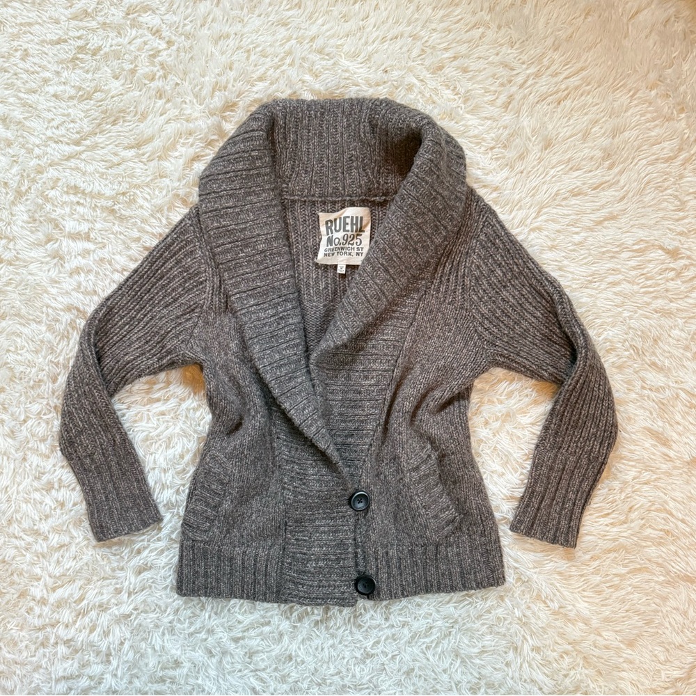 RUEHL No.925 Women's Shawl Collar Button Cardigan Sweater - brown